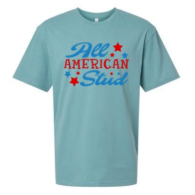 All American Stud 4th Of July American Patriotic Gift Sueded Cloud Jersey T-Shirt