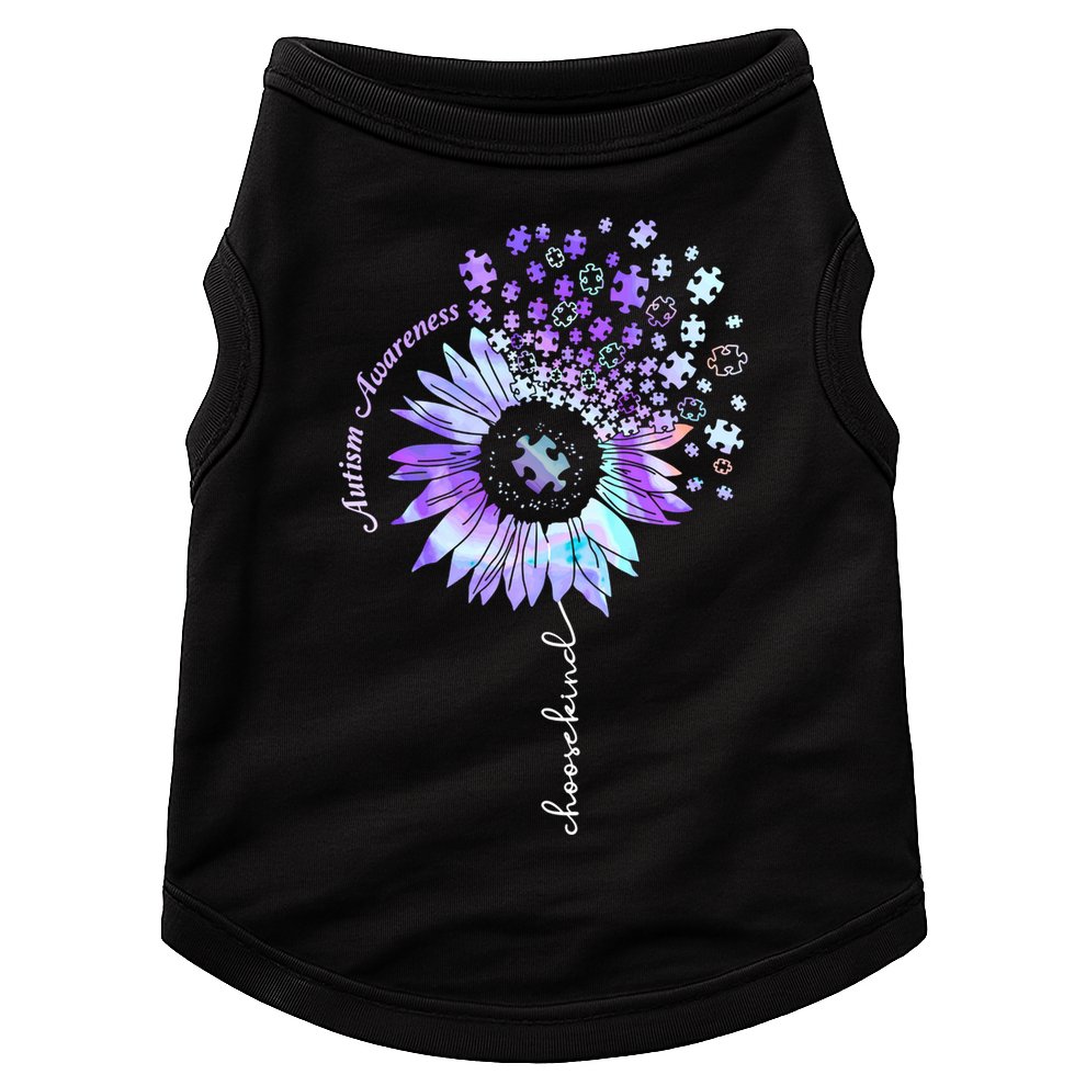 Autism Awareness Sunflower Choose Kind Puzzle Autism Gift Doggie Tank