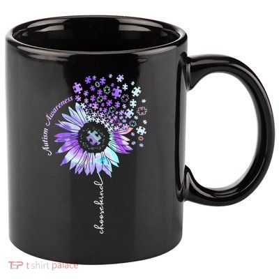 Autism Awareness Sunflower Choose Kind Puzzle Autism Gift 11oz C Handle Ceramic Mug