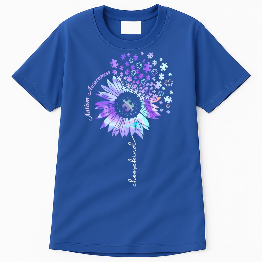 Autism Awareness Sunflower Choose Kind Puzzle Autism Gift Tall T-Shirt