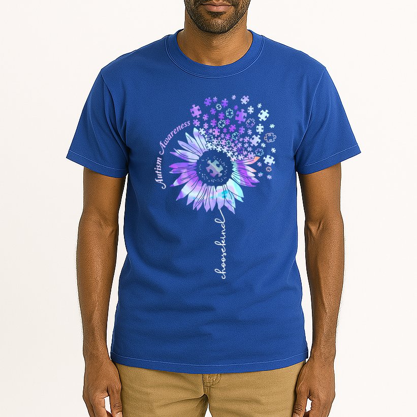 Autism Awareness Sunflower Choose Kind Puzzle Autism Gift Tall T-Shirt