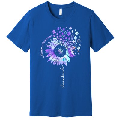 Autism Awareness Sunflower Choose Kind Puzzle Autism Gift Premium T-Shirt