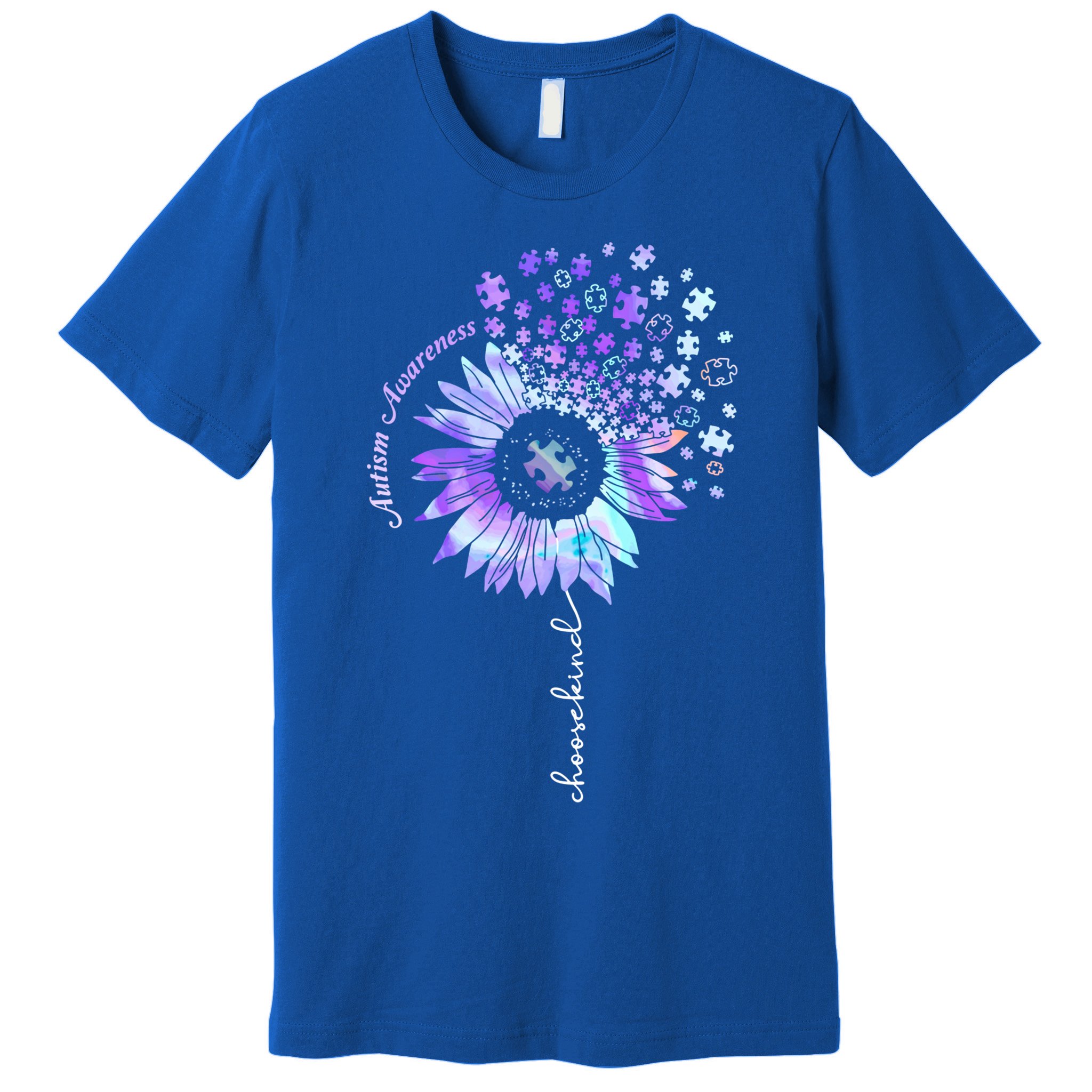 Autism Awareness Sunflower Choose Kind Puzzle Autism Gift Premium T-Shirt