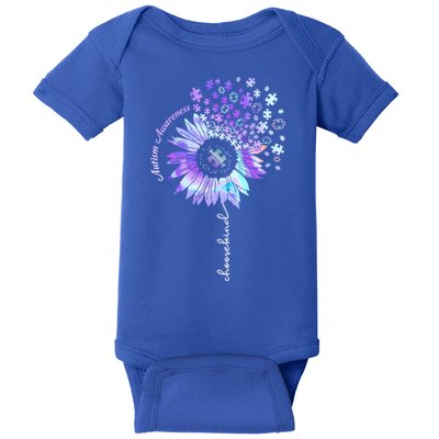 Autism Awareness Sunflower Choose Kind Puzzle Autism Gift Baby Bodysuit