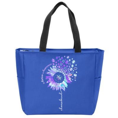 Autism Awareness Sunflower Choose Kind Puzzle Autism Gift Zip Tote Bag