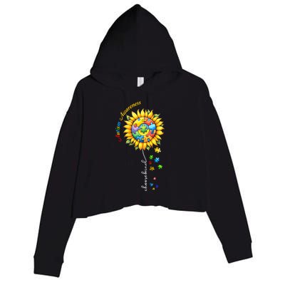 Autism Awareness Sunflower Choose Kind Autism Mom Gift Crop Fleece Hoodie