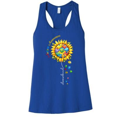 Autism Awareness Sunflower Choose Kind Autism Mom Gift Women's Racerback Tank