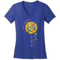 Autism Awareness Sunflower Choose Kind Autism Mom Gift Women's V-Neck T-Shirt