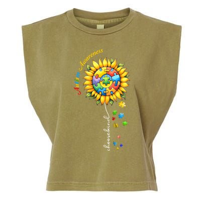 Autism Awareness Sunflower Choose Kind Autism Mom Gift Garment-Dyed Women's Muscle Tee