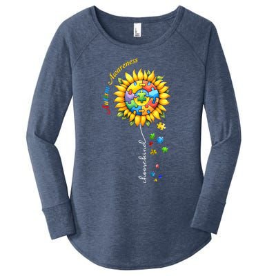 Autism Awareness Sunflower Choose Kind Autism Mom Gift Women's Perfect Tri Tunic Long Sleeve Shirt