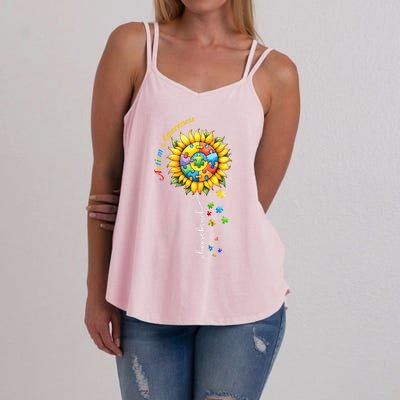 Autism Awareness Sunflower Choose Kind Autism Mom Gift Women's Strappy Tank