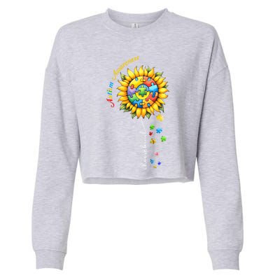 Autism Awareness Sunflower Choose Kind Autism Mom Gift Cropped Pullover Crew