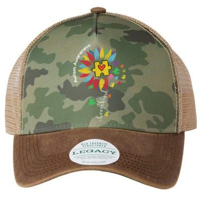 Autism Awareness Sunflower Choose Kind Autistic Mom Cute Gift Legacy Tie Dye Trucker Hat