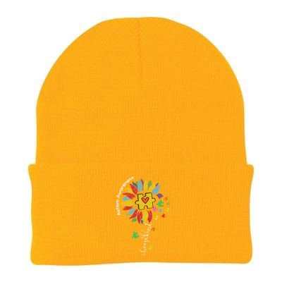 Autism Awareness Sunflower Choose Kind Autistic Mom Cute Gift Knit Cap Winter Beanie