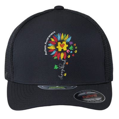 Autism Awareness Sunflower Choose Kind Autistic Mom Cute Gift Flexfit Unipanel Trucker Cap