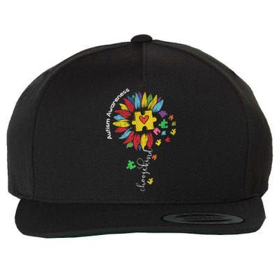 Autism Awareness Sunflower Choose Kind Autistic Mom Cute Gift Wool Snapback Cap