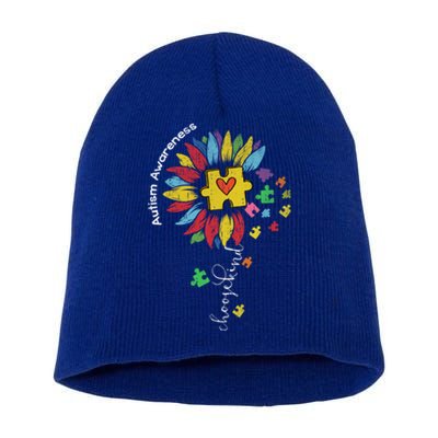 Autism Awareness Sunflower Choose Kind Autistic Mom Cute Gift Short Acrylic Beanie