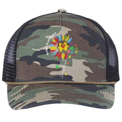 Autism Awareness Sunflower Choose Kind Autistic Mom Cute Gift Retro Rope Trucker Hat Cap