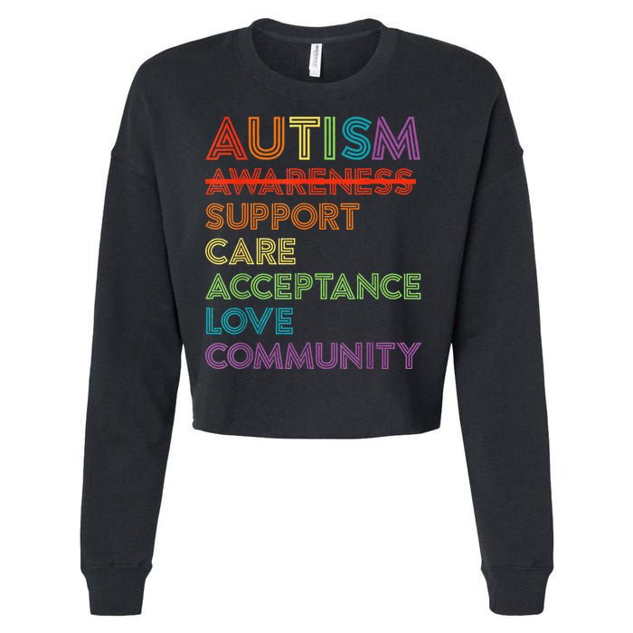 Autism Awareness Support Care Acceptance Ally Cropped Pullover Crew