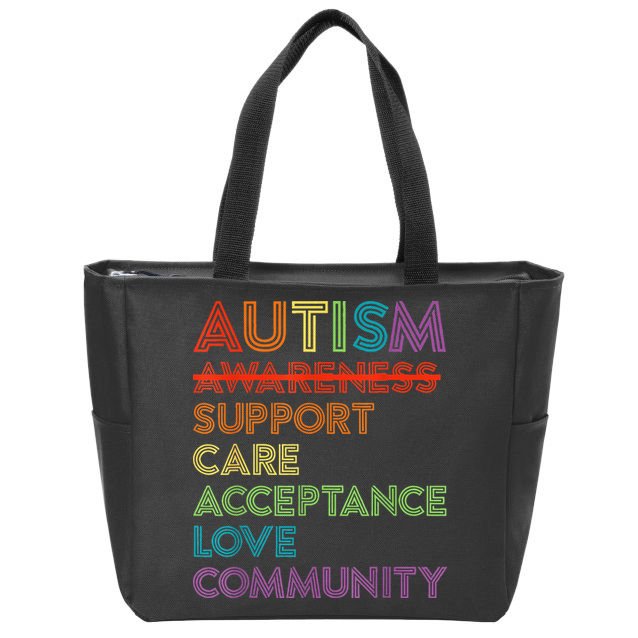 Autism Awareness Support Care Acceptance Ally Zip Tote Bag