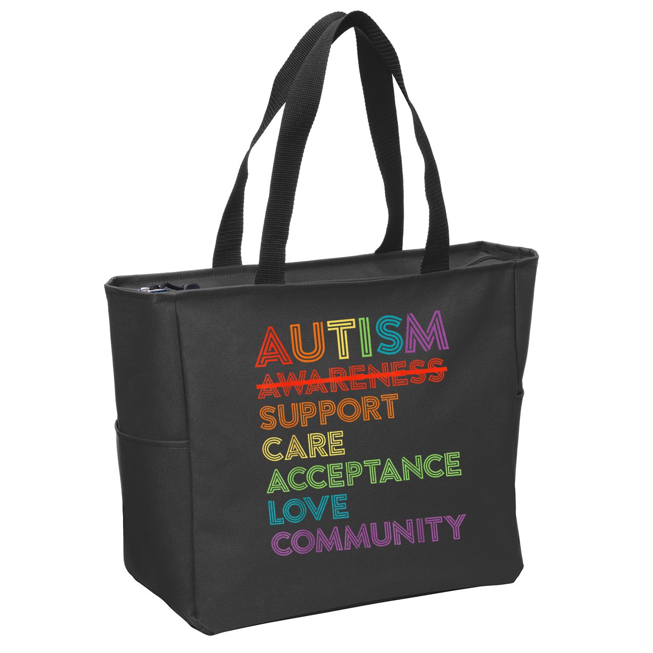 Autism Awareness Support Care Acceptance Ally Zip Tote Bag