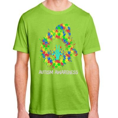 Autism Awareness Sunflower Puzzle Piece Ribbon Great Gift Adult ChromaSoft Performance T-Shirt