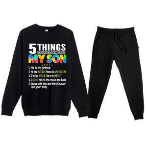 Autism Awareness Support Autism Son for Mom Dad Premium Crewneck Sweatsuit Set