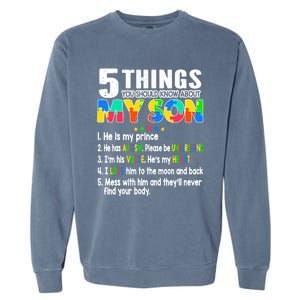 Autism Awareness Support Autism Son for Mom Dad Garment-Dyed Sweatshirt