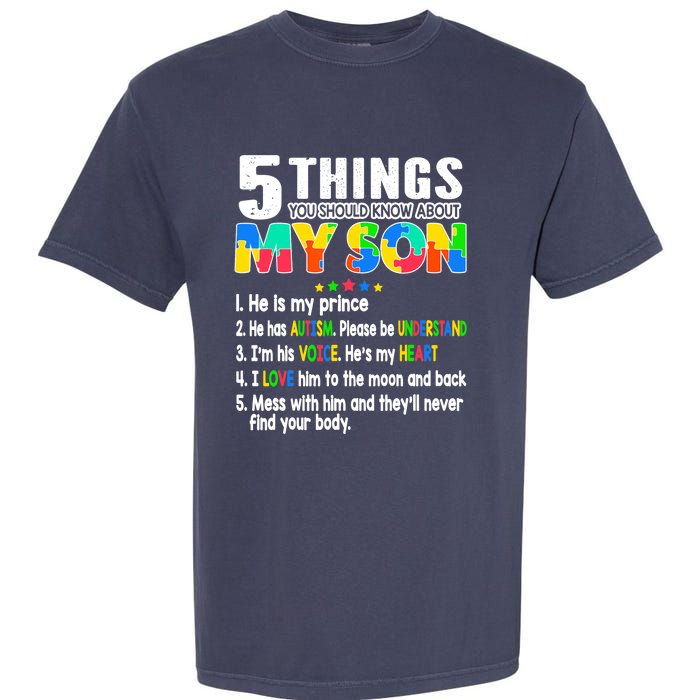 Autism Awareness Support Autism Son for Mom Dad Garment-Dyed Heavyweight T-Shirt