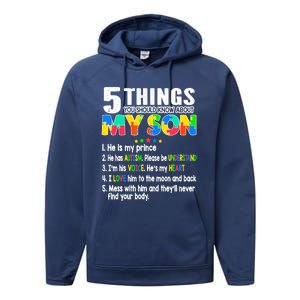 Autism Awareness Support Autism Son for Mom Dad Performance Fleece Hoodie