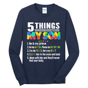 Autism Awareness Support Autism Son for Mom Dad Tall Long Sleeve T-Shirt