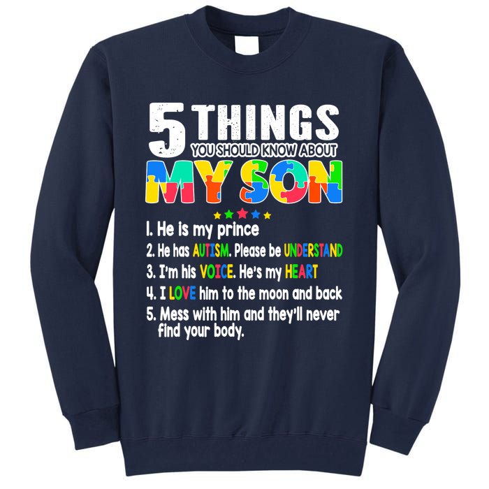 Autism Awareness Support Autism Son for Mom Dad Tall Sweatshirt