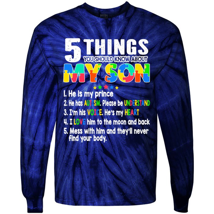 Autism Awareness Support Autism Son for Mom Dad Tie-Dye Long Sleeve Shirt