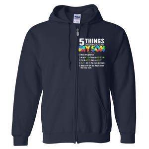 Autism Awareness Support Autism Son for Mom Dad Full Zip Hoodie