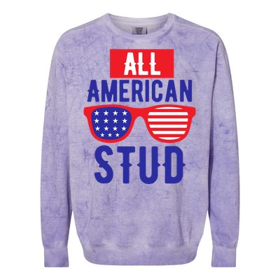 All American Stud Sunglasses 4th Of July Patriotic Gift Colorblast Crewneck Sweatshirt