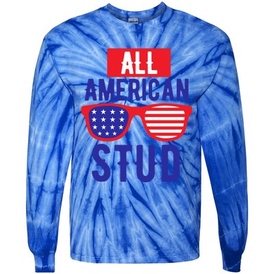 All American Stud Sunglasses 4th Of July Patriotic Gift Tie-Dye Long Sleeve Shirt