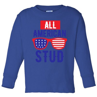 All American Stud Sunglasses 4th Of July Patriotic Gift Toddler Long Sleeve Shirt