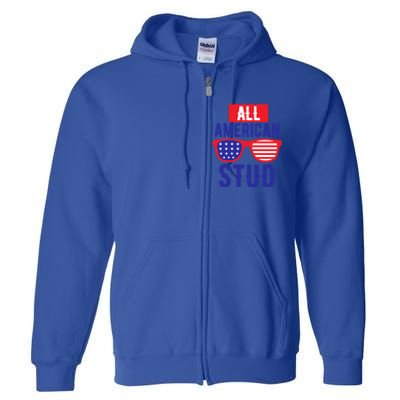 All American Stud Sunglasses 4th Of July Patriotic Gift Full Zip Hoodie