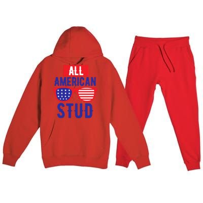 All American Stud Sunglasses 4th Of July Patriotic Gift Premium Hooded Sweatsuit Set