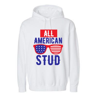 All American Stud Sunglasses 4th Of July Patriotic Gift Garment-Dyed Fleece Hoodie