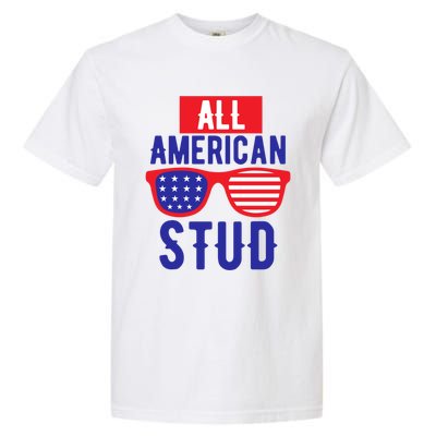 All American Stud Sunglasses 4th Of July Patriotic Gift Garment-Dyed Heavyweight T-Shirt