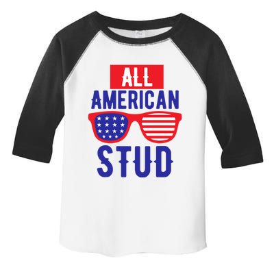 All American Stud Sunglasses 4th Of July Patriotic Gift Toddler Fine Jersey T-Shirt