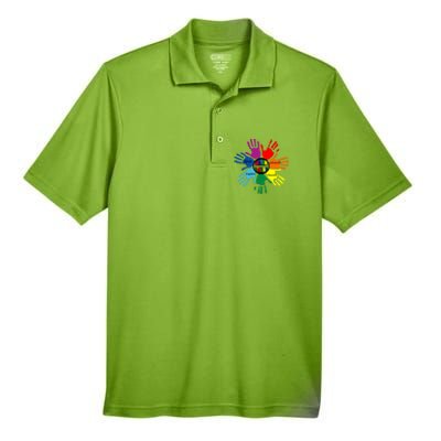 Autism Awareness Sign Language Hand Puzzle Support Men's Origin Performance Piqué Polo