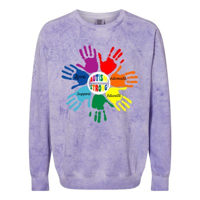 Autism Awareness Sign Language Hand Puzzle Support Colorblast Crewneck Sweatshirt