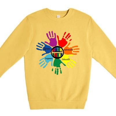 Autism Awareness Sign Language Hand Puzzle Support Premium Crewneck Sweatshirt