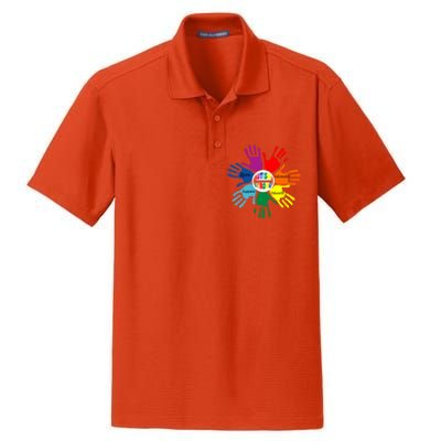 Autism Awareness Sign Language Hand Puzzle Support Dry Zone Grid Polo