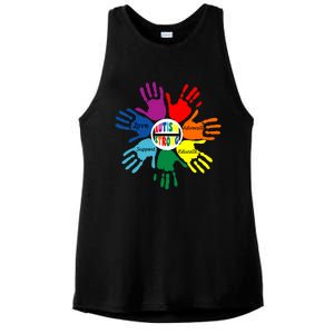 Autism Awareness Sign Language Hand Puzzle Support Ladies PosiCharge Tri-Blend Wicking Tank