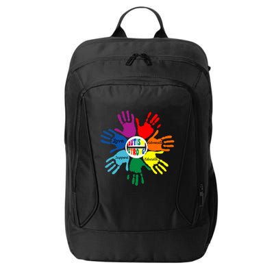 Autism Awareness Sign Language Hand Puzzle Support City Backpack