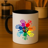 Autism Awareness Sign Language Hand Puzzle Support Mug