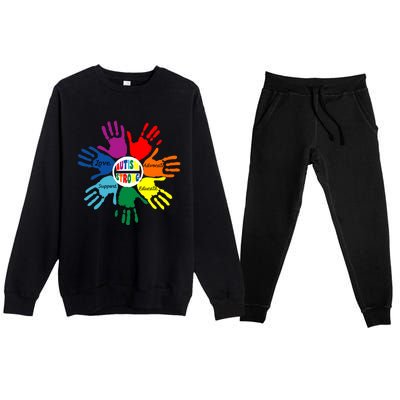 Autism Awareness Sign Language Hand Puzzle Support Premium Crewneck Sweatsuit Set